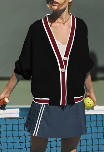 سترة نسائية كبيرة الحجم من Kisscynest بأزرار سفلية ورقبة على شكل حرف V ومعاطف متعددة الألوان مع جيوب in Kuwait