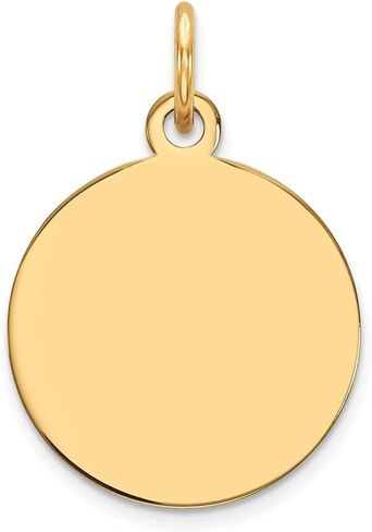 Diamond2Deal 14k Yellow Gold Plain .013 Gauge Circular Engravable Disc Charm Fine Jewelry for Women (L- 19 mm W- 12 mm) in Saudi Arabia