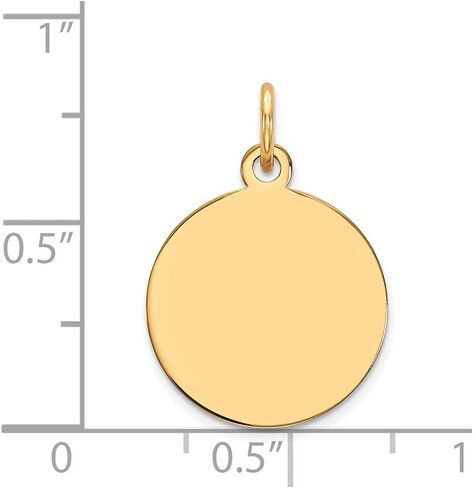 Diamond2Deal 14k Yellow Gold Plain .013 Gauge Circular Engravable Disc Charm Fine Jewelry for Women (L- 19 mm W- 12 mm) in Saudi Arabia