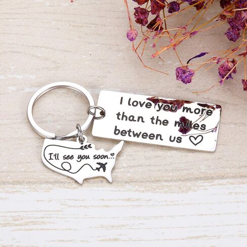 سلسلة مفاتيح بعلاقات المسافات الطويلة للازواج والصديق والزوج والخطيبة والصديقة هدية بعبارة «I'll See You Soon» سلسلة مفاتيح مخصصة للازواج والزوج والاب in Kuwait