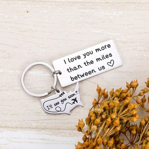 سلسلة مفاتيح بعلاقات المسافات الطويلة للازواج والصديق والزوج والخطيبة والصديقة هدية بعبارة «I'll See You Soon» سلسلة مفاتيح مخصصة للازواج والزوج والاب in Kuwait