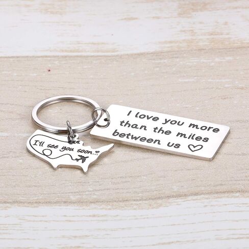 سلسلة مفاتيح بعلاقات المسافات الطويلة للازواج والصديق والزوج والخطيبة والصديقة هدية بعبارة «I'll See You Soon» سلسلة مفاتيح مخصصة للازواج والزوج والاب in Kuwait