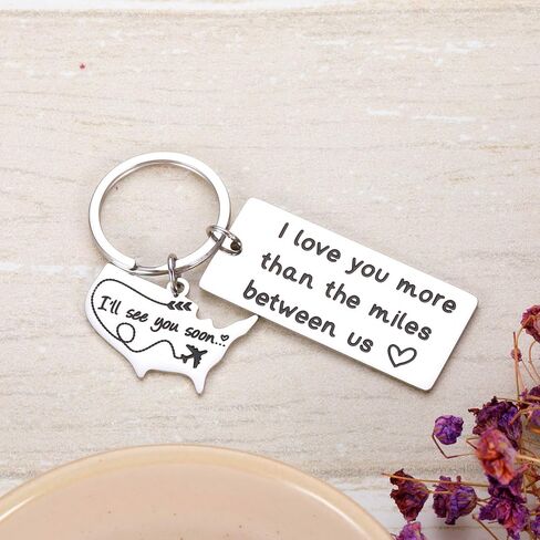 سلسلة مفاتيح بعلاقات المسافات الطويلة للازواج والصديق والزوج والخطيبة والصديقة هدية بعبارة «I'll See You Soon» سلسلة مفاتيح مخصصة للازواج والزوج والاب in Kuwait