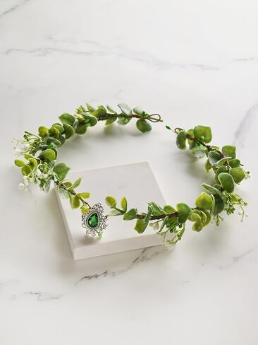 تيجان أوراق الجنية من SWEETV للنساء Elven الأميرة تيارا زهرة قزم خوذة لأزياء الهالوين التأثيرية التقطت الصور لحفلات الزفاف in Kuwait