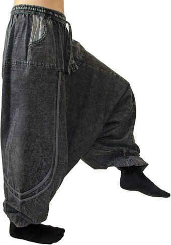 سراويل حريم اليوجا للرجال، سراويل قطنية منسدلة بين الساقين، سراويل منخفضة للمهرجانات in Kuwait