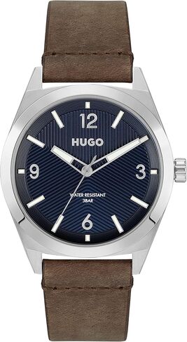 HUGO Men's #Make Stainless Steel Quartz Watch with Calfskin Strap, Brown, 22 (Model: 1530249) in Saudi Arabia