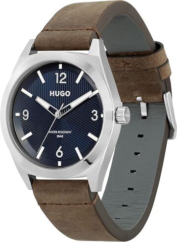 HUGO Men's #Make Stainless Steel Quartz Watch with Calfskin Strap, Brown, 22 (Model: 1530249) in Saudi Arabia