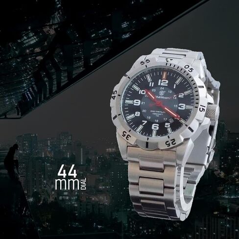 Smith & Wesson Men's Emissary Swiss Tritium H3 Watch with Tactical Heavy Duty Stainless-Steel Case and Band, Rotating Bezel, Durable Military Watch, Tactical Tough, Quartz Japanese Movement in Kuwait