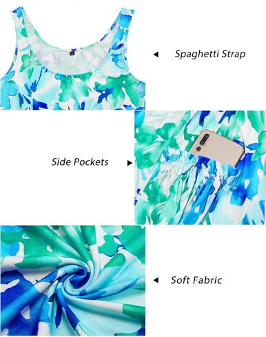 فستان ماكسي غير رسمي لصيف 2024 من Newshows ملابس لقضاء العطلات على الشاطئ فستان صيفي طويل بحزام سباغيتي مع جيوب in Kuwait