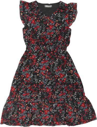 Allegra K Women's Floral Dress Flutter Sleeves 2023 V Neck Smocked Ruffle Dress in Kuwait