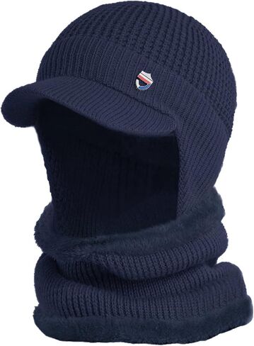 رجل الشتاء قناع قبعة صغيرة مع طقم أربطة عنق إيرفلاب قبعات الشتاء الدافئة الصوف اصطف قبعة بيسبول متماسكة إيرفلاب قبعة تزلج in Kuwait