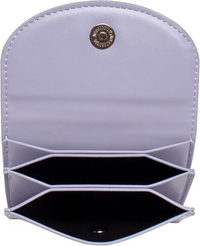 SUMGOGO حامل بطاقة الائتمان حافظة بطاقات العمل محفظة صغيرة للعملات المعدنية 3 جيوب محافظ جلدية رفيعة للنساء (بني) in Kuwait