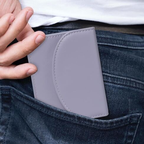 SUMGOGO حامل بطاقة الائتمان حافظة بطاقات العمل محفظة صغيرة للعملات المعدنية 3 جيوب محافظ جلدية رفيعة للنساء (بني) in Kuwait