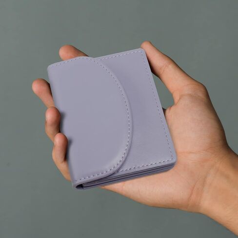 SUMGOGO حامل بطاقة الائتمان حافظة بطاقات العمل محفظة صغيرة للعملات المعدنية 3 جيوب محافظ جلدية رفيعة للنساء (بني) in Kuwait