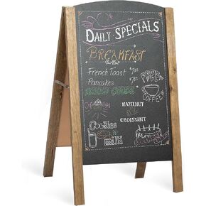 Ilyapa A-Frame Chalkboard Sidewalk Sign - 20 x 40 inches, Rounded Top Folding Standing Sandwich Sign - Sturdy Freestanding Black Chalk Board Sandwich Menu Display for Restaurant, Business, or Weddings