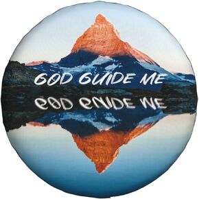 Christian Aesthetic Prayer Spare Tire Cover for Dust-Proof Purpose Thin Light-Weight Polyester Fabric Universal Fit Tire Dust Covers with Bible Verse Scripture God Guide Me -14 inch