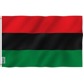 Anley Fly Breeze 3x5 Foot Afro American Flag - Vivid Color and Fade proof - Canvas Header and Double Stitched - Pan-African Black Liberation UNIA Flags Polyester with Brass Grommets 3 X 5 Ft