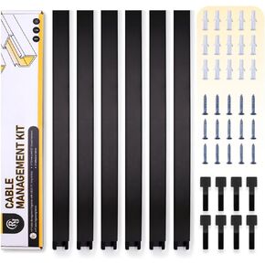 Cord Hider 95'' Cable Raceway Kit Large Cable Concealer Cord Cover Wall Cable Management System+ PE Self-Adhesive Tape and Velcro Ties -15.7" X 1" X 1" X 6PCS