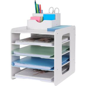 Letter Tray Paper Organizer, Desk Tidy Organizer File Document Holder A4 Paper Filing Trays for Home Office School (5 Tier)