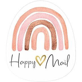 Easykart Happy Mail Stickers | 2 Inch Gold Foil Boho Rainbow Stickers | 500 pcs Decorative Envelope Sealing for Small Business Supplies | Shipping Thank You Stickers (1 PACK)
