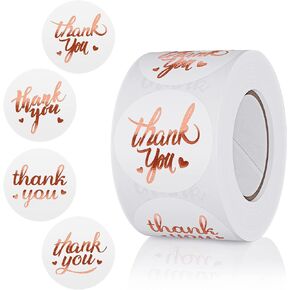1 Inch Thank You Stickers Roll,4 Classic Design Font Gold Rose Foil Labels,500 PCS Thank You Lable for Small Business,Wedding,Birthday,Greeting Card,Packaging,Envelope Seals
