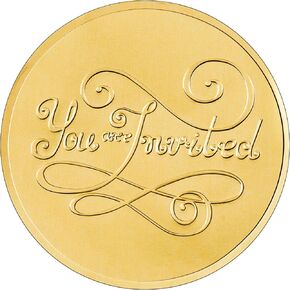 200 Pieces Envelope Embossed Sticker 're Invited Wedding Round Embossed Foil Seals Embossed Aluminum Foil Sticker Seal are Invited Stickers for Envelopes Invitations Present Decoration (Gold)