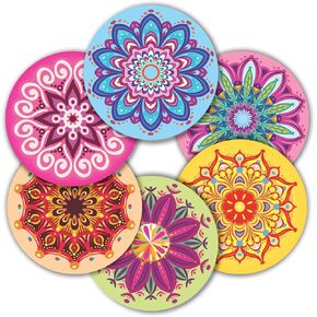 Mandala Stickers Seals Labels - (Pack of 120) 2" Large Round Decals for Wall Laptop Water Bottles Holiday Greeting Cards Gift Envelopes Boxes