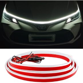 شريط إضاءة لغطاء السيارة من ANKIA، مسح ديناميكي، ضوء أبيض 71 بوصة/180 سم، شريط إضاءة LED خارجي للسيارة، أضواء شريط LED مرنة للسيارة أثناء النهار والجري للسيارات وسيارات الدفع الرباعي والشاحنات in Kuwait