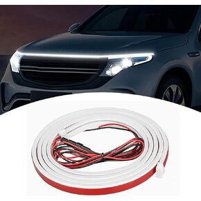 Pack-1 Car Hood LED Strip, 59In Flexible Dynamic Scan Start Up Strip Light, Car Waterproof Exterior LED Light Daytime Running Light Bar for Car, Truck, SUV (Ice Blue)