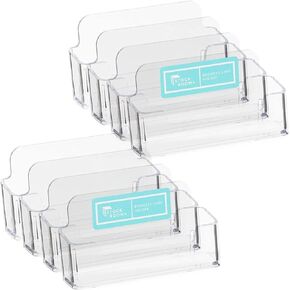 8 Pack Clear Plastic Multiple Business Card Holder Stand for Desk Display Organizer