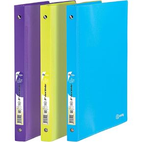 1/2" Poly 3 Ring Presentation View Binder with Pocket Allows for Quick Loading of Spine Inserts and Prevents Gapping and Mis Alignment of Rings (Pack of 6) - by Emraw