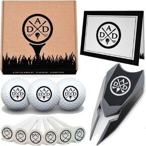 12 Piece Golf Gift Set: 3 in 1 Engraved Divot Repair Tool, Custom Balls, Ball Marker, Logo tees and Greeting Card Included!