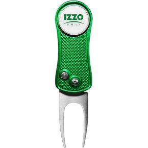 أداة إصلاح Izzo Golf المعدنية القابلة للطي مع علامة كرة جولف مغناطيسية قابلة للإزالة