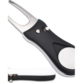 1Pc Black Golf Repair Tool Stainless Steel Foldable, Golf Divot Repair Tool Stainless Steel with Detachable Golf Ball Marker Pop up Button Golf Divot Tools