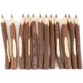 SKKSTATIONERY 12 Pcs Real Wooden Ballpoint Pens, Branch Ballpoint Pens, Wood Ballpoint Pen, School Supplies 5" Long, Black Ink.