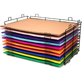 BAZIC Poster Board Display Rack Stackable 10-Slots, Art Drying Racks, Meatal Steel Powder Coated, Assembled Size 29.5"x23"x16" (Poster Boards Not Included)