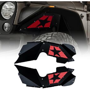 Front Inner Fender Liners Compatible with 2007-2018 Jeep Wrangler JK & JKU Unlimited Sport Sahara Rubicon, Bolt-on Style Mud Guards Steel Wheel Well Cover Fenders Flares (2/4 Doors)