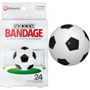 BioSwiss Bandages, Sports Balls Shaped Self Adhesive Bandage, Latex Free Sterile Wound Care, Fun First Aid Kit Supplies for Kids and Adults, 24 Count