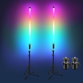 2Pack APP Control Magic RGB Color LED Video Tube Light, Rechargeable and Handheld for Photography Mood Lighting, Dance Club, Stage Background and Event(Magic IC 32)