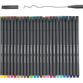 ai-natebok Fineliner Color Pens Set, 0.38mm Fine Tip Pens, Porous Fine Point Makers Drawing Pen, Perfect for Writing in Bullet Journal and Planner, 24 Assorted Colors