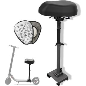 Electric Scooter Seat with Waterproof Cushion Cover for Ninebot ES1 ES2 E22 ES4/Razor C25/Xiaomi M365 Pro 1S/Aovopro ES80, Adjustable Foldable Seat Shock Absorbing Max Seat Saddle
