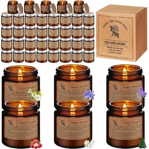 60 Pcs Scented Candles Bulk Home Aromatherapy Candle Gift Set for Women Soy Wax Candles Long Lasting Inspirational Candles for Teacher Birthday Anniversary (Fresh,Amber)
