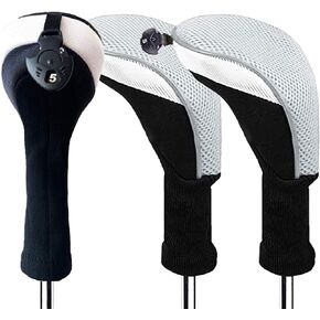 FINGER TEN Golf Club Head Covers Woods Hybrids 1/2/3/4 Pack, Headcovers Men Women 3 5 7 X with Interchangeable Number Tag, Fit All Wood Hybrid Clubs