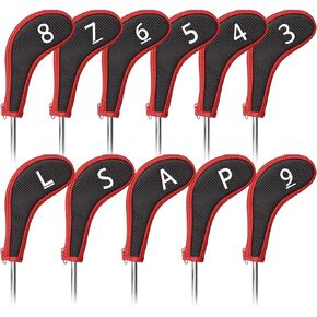 11pcs/Set Golf Club Sock Iron Head Covers Headcover with No. on Both Sides Suitable for Right and Left Handed Golfer Zipper Closure