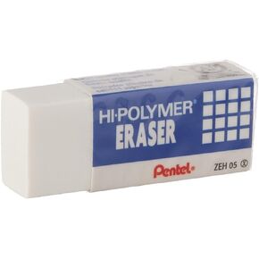 Pentel Lead Pencil Eraser - Non-Abrasive, Latex-Free - 0.5" x 1.7" x 0.7" - 1Each - White ZEH05