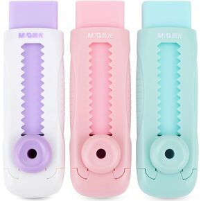 Retractable Eraser 3Pcs Slide Erasers Bulk Cute Pencil Erasers Aesthetic Erasers for Kids Drawing Eraser Push Pull Eraser Back to School Supplies for Office Classroom Rewards Party Favors Gifts