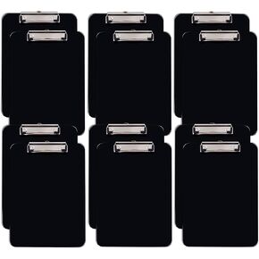 Better Office Products Black Plastic Clipboards, 12 Pack, Durable, 12.5 x 9 Inch, Low Profile Clip, Black, Set of 12