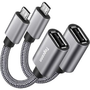 Micro USB to USB Adapter, Micro USB 2.0 OTG Cable 4 Pack, Nylon Braided, Aluminum Shells, USB Male to USB Female for S7 LG, Flash Drive, Mouse, Keyboard, Game Controller
