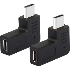 GELRHONR Right Angle USB C to Micro USB Adapter, 90 Degree Type C Male to Micro 5pin USB Female Charging and Data Transfer Connector Converter Adapter - 2 Pcs/Black