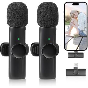 2024 Pro Professional ميكروفون لاسلكي Lavalier Lapel لأجهزة iPhone وiPad - ميكروفون تسجيل مكثف متعدد الاتجاهات لاسلكي للمقابلة ومقاطع الفيديو والبودكاست ومدونة الفيديو على YouTube - (منفذ من النوع C) in Saudi Arabia